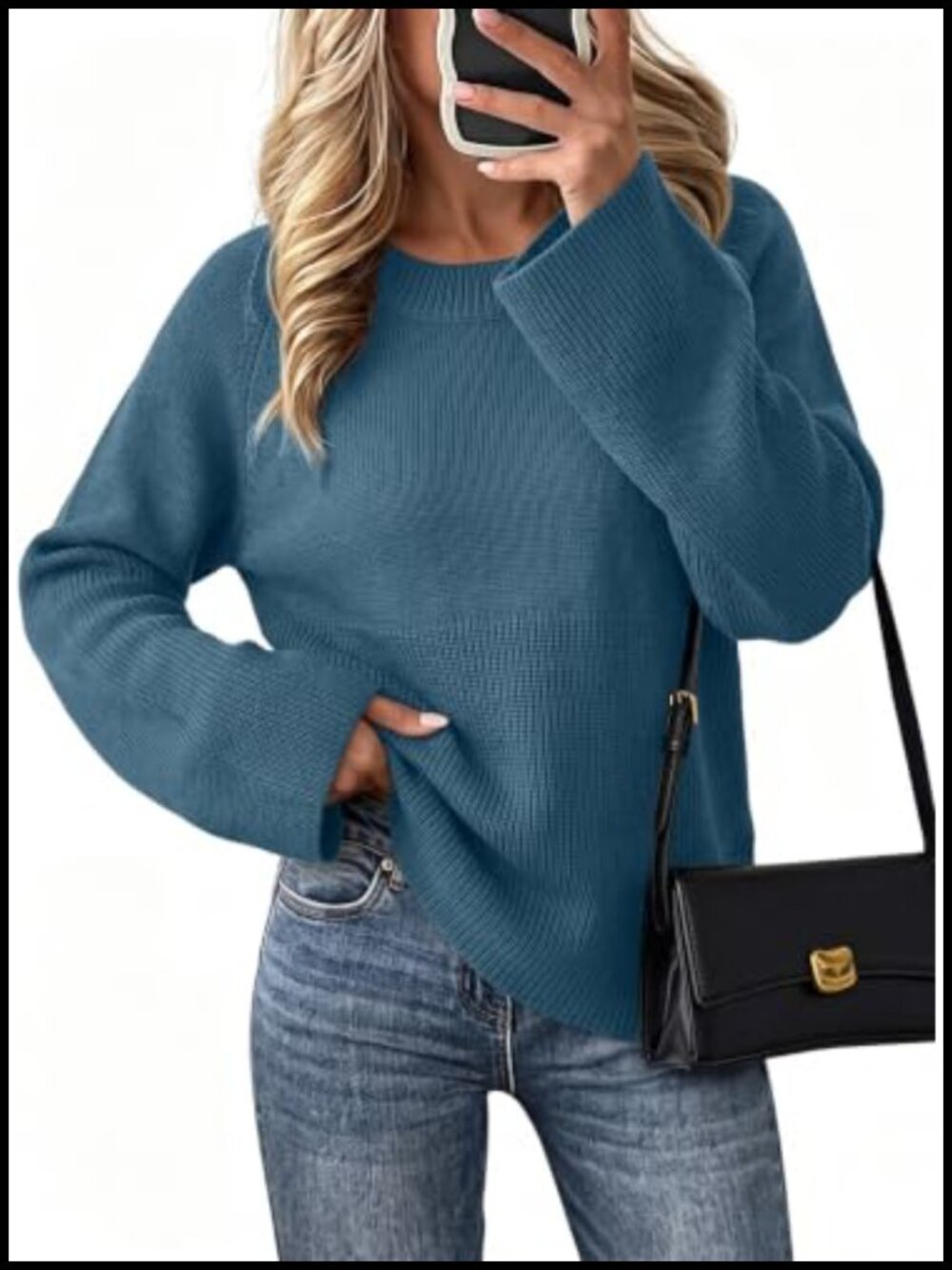 Oversized Chunky Knit Crewneck Pullover Sweater Women's Long Sleeve